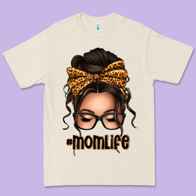 Caucasian Leopard Messy Bun Mom Life Premium Tee Designed By Texasbilliewilder