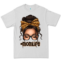 Dove Grey caucasian leopard messy bun mom life Premium Tee - texasbilliewilder