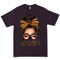 Plum caucasian leopard messy bun mom life Premium Tee - texasbilliewilder