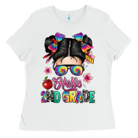 White hello second grade kid Ladies Tee - texasbilliewilder