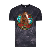 Cloud Black western horseshoe horse roses gemstone Vintage Tee - Artiststas