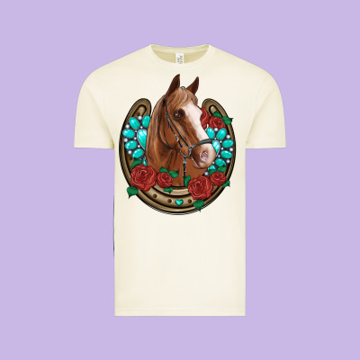 Western Horseshoe Horse Roses Gemstone Vintage Tee Designed By Artiststas