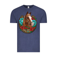 Vintage Denim western horseshoe horse roses gemstone Vintage Tee - Artiststas