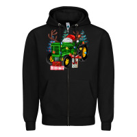 Black farm tractor christmas Zipper Hoodie - MaliasSmallBusiness