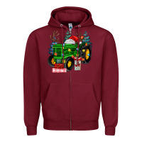 Burgundy farm tractor christmas Zipper Hoodie - MaliasSmallBusiness