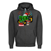 Charcoal Heather farm tractor christmas Zipper Hoodie - MaliasSmallBusiness