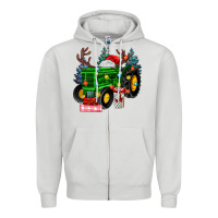 Dove Grey farm tractor christmas Zipper Hoodie - MaliasSmallBusiness