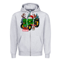 Heather Grey farm tractor christmas Zipper Hoodie - MaliasSmallBusiness