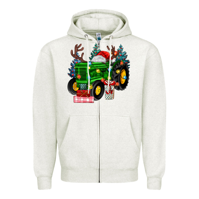 Farm Tractor Christmas Zipper Hoodie by MaliasSmallBusiness | Teevron