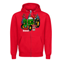 Red farm tractor christmas Zipper Hoodie - MaliasSmallBusiness