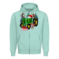 Seafoam farm tractor christmas Zipper Hoodie - MaliasSmallBusiness