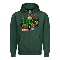 Sports Green farm tractor christmas Zipper Hoodie - MaliasSmallBusiness