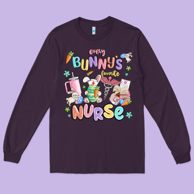 Every Favorite Bunnys Nurse Long Sleeve Tee Designed By Maliassmallbusiness