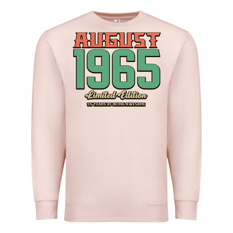 August 1965 Limited Edition 55 Years Of Being Awesome Premium Sweatshirt by Bettercallsaul | Teevron