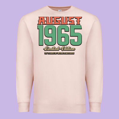 August 1965 Limited Edition 55 Years Of Being Awesome Premium Sweatshirt Designed By Bettercallsaul