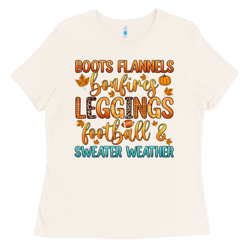 Boots Flannels Bonfires Leggins Football Ladies Tee by Zillion Design Studio | Teevron