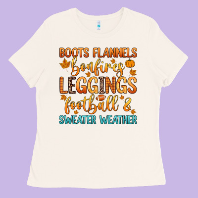 Boots Flannels Bonfires Leggins Football Ladies Tee Designed By Zillion Design Studio