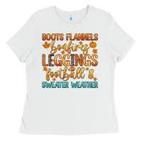 White boots flannels bonfires leggins football Ladies Tee - Zillion Design Studio