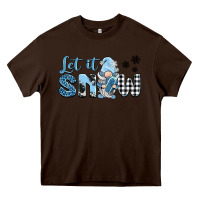 Chocolate Brown let it snow gnome Heavy Core Tee - BarkalooDesign