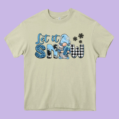 Let It Snow Gnome Heavy Core Tee Designed By Barkaloodesign