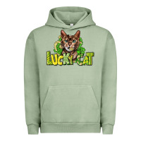 Pigment Oil Green Lucky cat St. Patrick's Urban Hoodie - HowdyJamesFarm