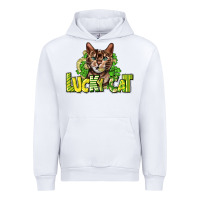White Lucky cat St. Patrick's Urban Hoodie - HowdyJamesFarm