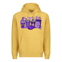 Antique Gold Cancer coffee cups purple ribbon Premium Hoodie - NancyCooperArtShop