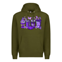 Army Green Cancer coffee cups purple ribbon Premium Hoodie - NancyCooperArtShop