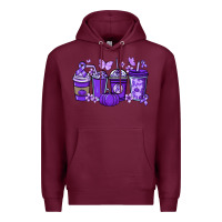 Burgundy Cancer coffee cups purple ribbon Premium Hoodie - NancyCooperArtShop