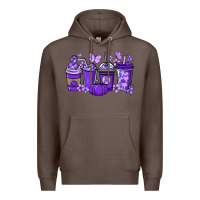 Coffee Cancer coffee cups purple ribbon Premium Hoodie - NancyCooperArtShop
