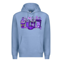 Colony Blue Cancer coffee cups purple ribbon Premium Hoodie - NancyCooperArtShop