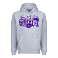 Heather Grey Cancer coffee cups purple ribbon Premium Hoodie - NancyCooperArtShop
