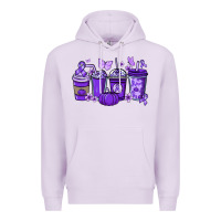Lilac Cancer coffee cups purple ribbon Premium Hoodie - NancyCooperArtShop