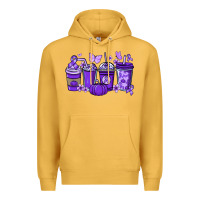 Mustard Cancer coffee cups purple ribbon Premium Hoodie - NancyCooperArtShop