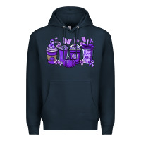 Navy Cancer coffee cups purple ribbon Premium Hoodie - NancyCooperArtShop