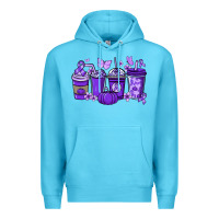 Ocean Blue Cancer coffee cups purple ribbon Premium Hoodie - NancyCooperArtShop