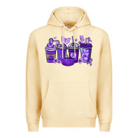 Pina Colada Cancer coffee cups purple ribbon Premium Hoodie - NancyCooperArtShop