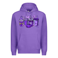 Purple Cancer coffee cups purple ribbon Premium Hoodie - NancyCooperArtShop