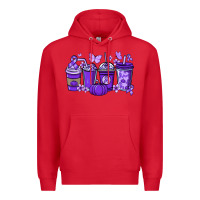 Red Cancer coffee cups purple ribbon Premium Hoodie - NancyCooperArtShop