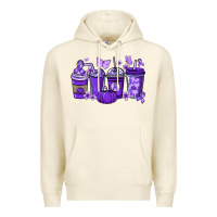 Sandshell Cancer coffee cups purple ribbon Premium Hoodie - NancyCooperArtShop