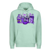 Seafoam Cancer coffee cups purple ribbon Premium Hoodie - NancyCooperArtShop