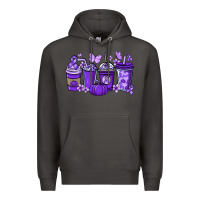 Smoke Cancer coffee cups purple ribbon Premium Hoodie - NancyCooperArtShop