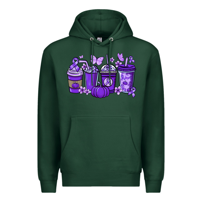 Cancer Coffee Cups Purple Ribbon Premium Hoodie by NancyCooperArtShop | Teevron