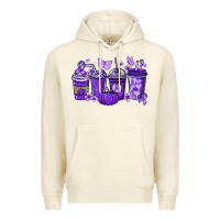 Tofu Cancer coffee cups purple ribbon Premium Hoodie - NancyCooperArtShop