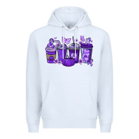White Cancer coffee cups purple ribbon Premium Hoodie - NancyCooperArtShop