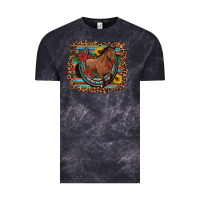 Cloud Black western horse horseshoe roses sunflowers serape leopard Vintage Tee - Artiststas