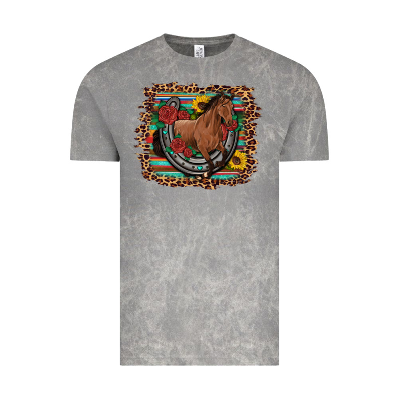 Western Horse Horseshoe Roses Sunflowers Serape Leopard Vintage Tee by Artiststas | Teevron