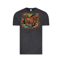 Vintage Black western horse horseshoe roses sunflowers serape leopard Vintage Tee - Artiststas