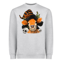 Heather Grey halloween witch cow Heavyweight Sweatshirt - Jasminsmagicworld