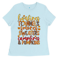 Baby Blue bonfires flannels s'mores campfires and pumpkins Ladies Tee - Zillion Design Studio